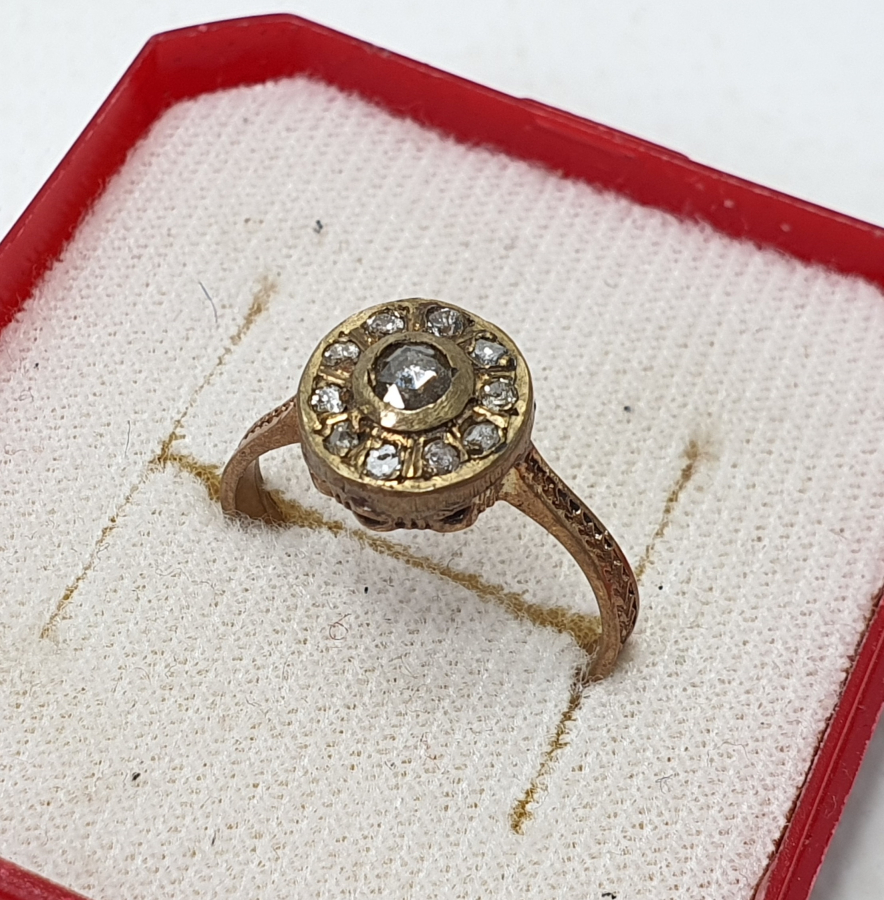 ELMAS TAŞLI ANTİKA BAYAN YÜZÜĞÜ