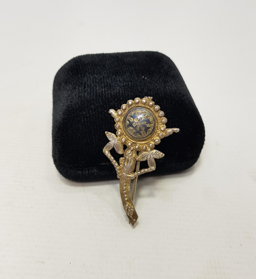 OSMANLI DÖNEMİ ÇİÇEK FORMLU SAVATLI GÜMÜŞ BROŞ 