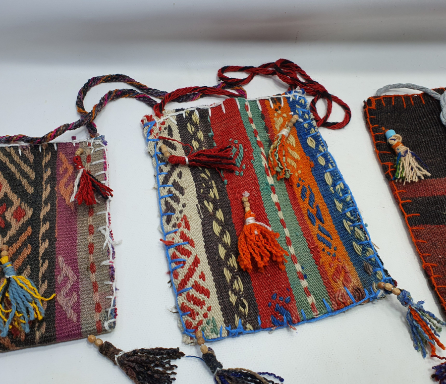 OSMANLI DÖNEMİ KİLİMDEN YAPILMIŞ 3 ADET HEYBE