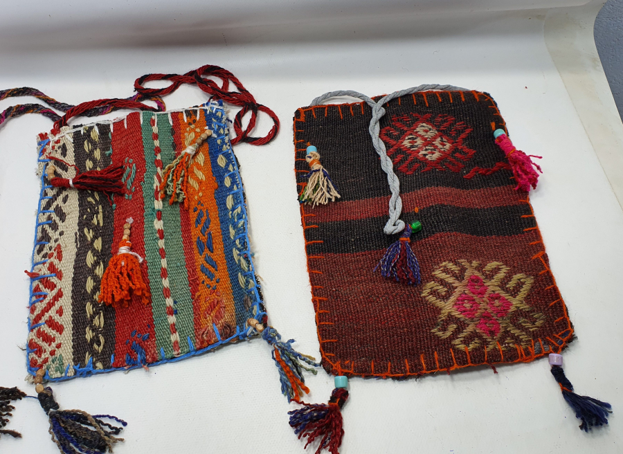 OSMANLI DÖNEMİ KİLİMDEN YAPILMIŞ 3 ADET HEYBE