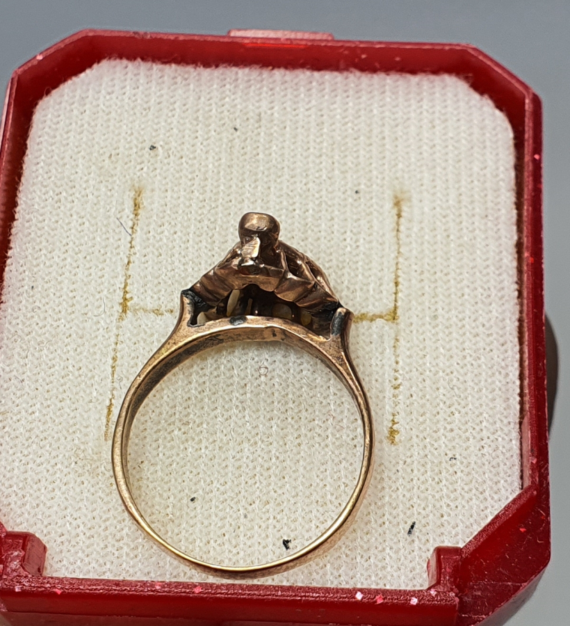 OSMANLI DÖNEMİ KOÇ BAŞI MODELİ ELMASLI ALTIN YÜZÜK