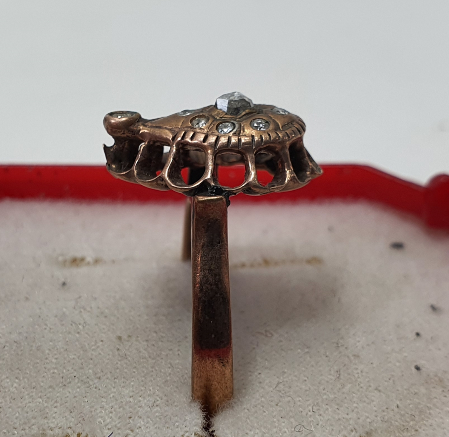 OSMANLI DÖNEMİ KOÇ BAŞI MODELİ ELMASLI ALTIN YÜZÜK