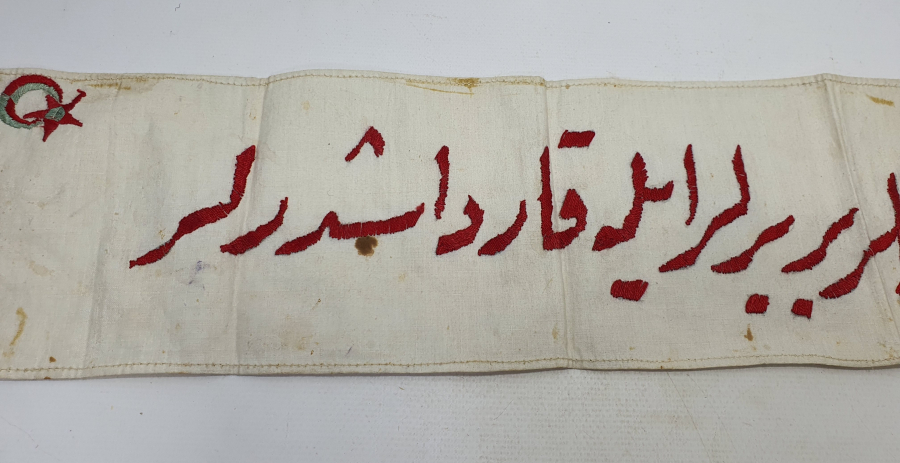 OSMANLI DÖNEMİ MEŞRUTİYET SLOGANLI AY YILDIZLI EL YAPIMI NADİR PANO