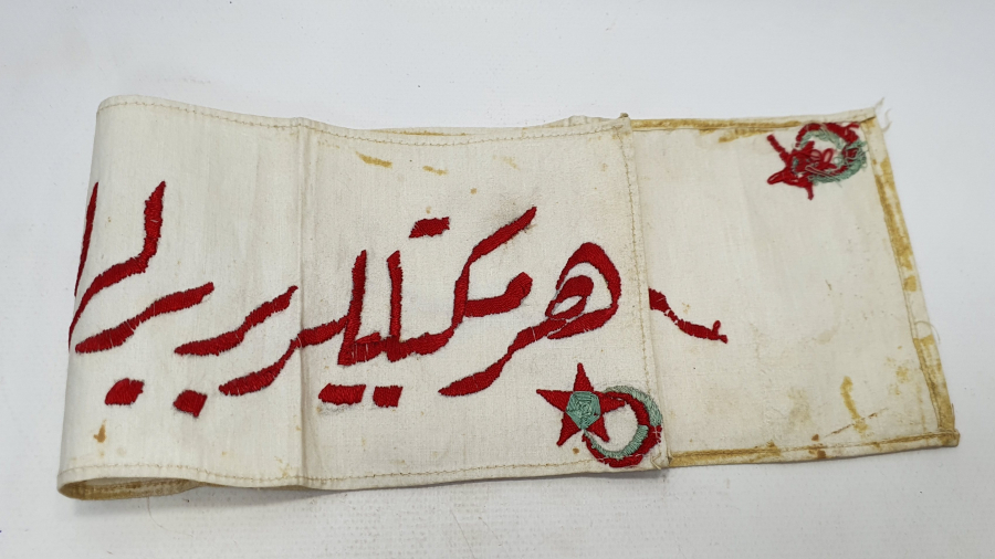 OSMANLI DÖNEMİ MEŞRUTİYET SLOGANLI AY YILDIZLI EL YAPIMI NADİR PANO