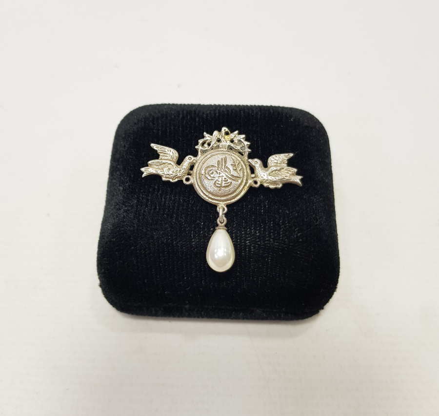 OSMANLI DÖNEMİ TUĞRALI GÜMÜŞ KOLYE UCU 