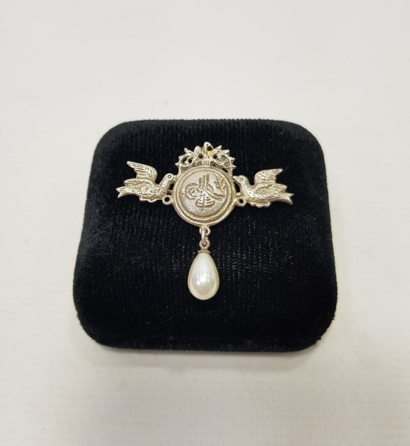 OSMANLI DÖNEMİ TUĞRALI GÜMÜŞ KOLYE UCU 