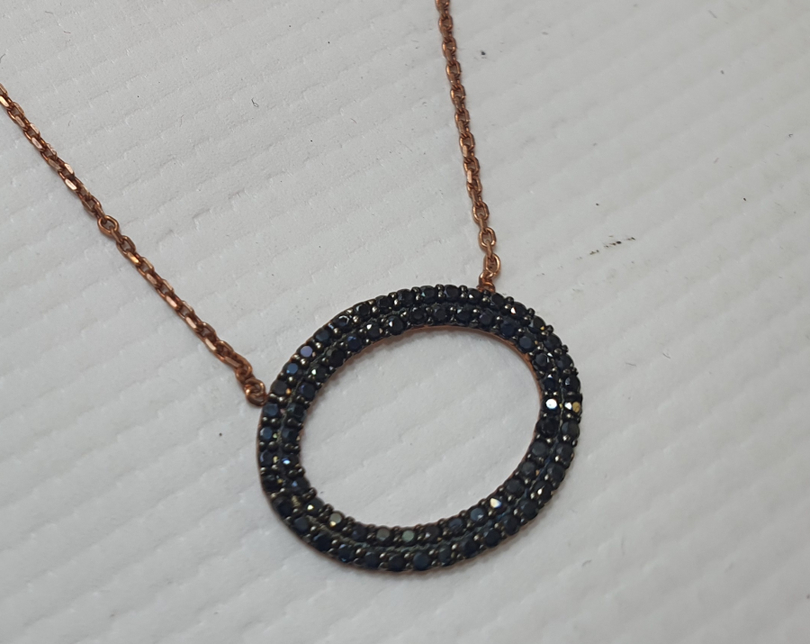 ÜZERİ GRANAT TAŞLI GÜMÜŞ KOLYE 