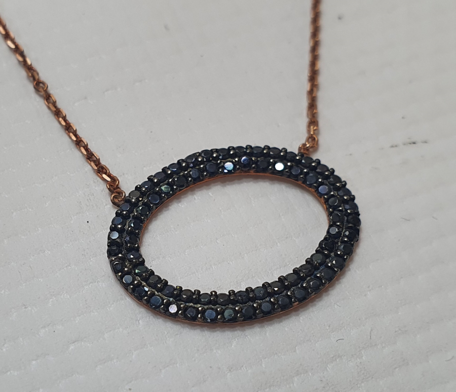 ÜZERİ GRANAT TAŞLI GÜMÜŞ KOLYE 