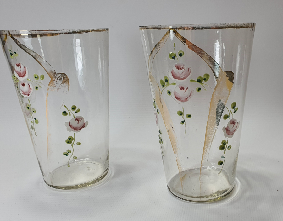 OSMANLI DÖNEMİ 2 ADET EL BOYAMA SU BARDAĞI