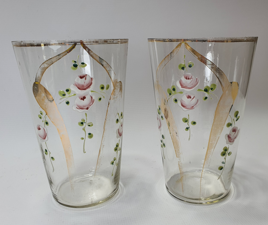 OSMANLI DÖNEMİ 2 ADET EL BOYAMA SU BARDAĞI