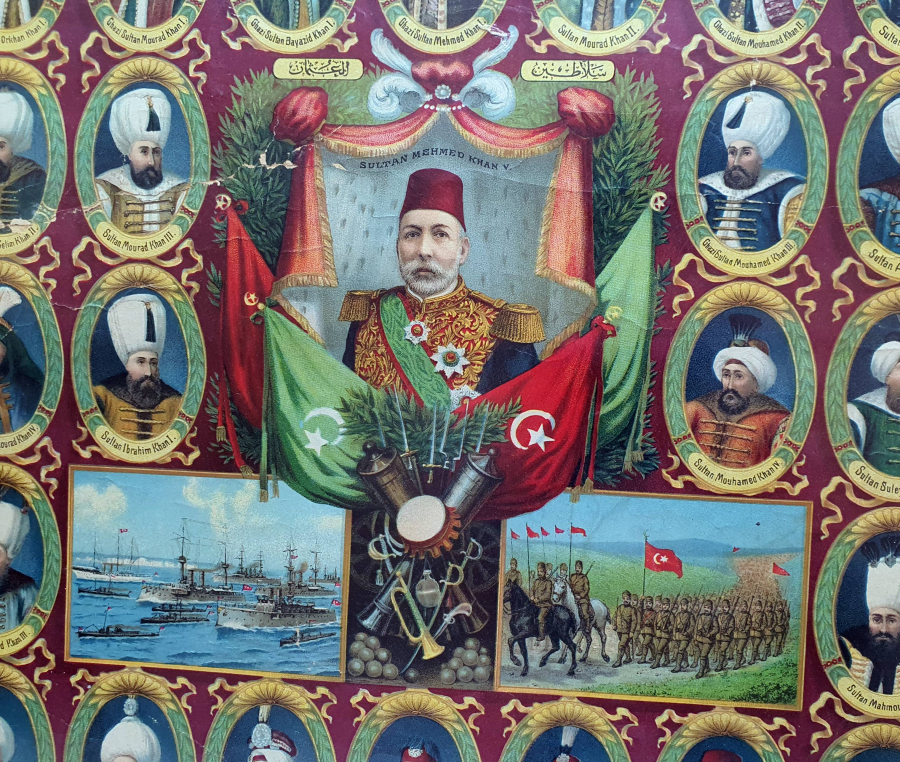 MEHMED REŞAD HAN 'A KADAR OLAN PADİŞAHLARI GÖSTEREN 1915 YILI AFİŞ