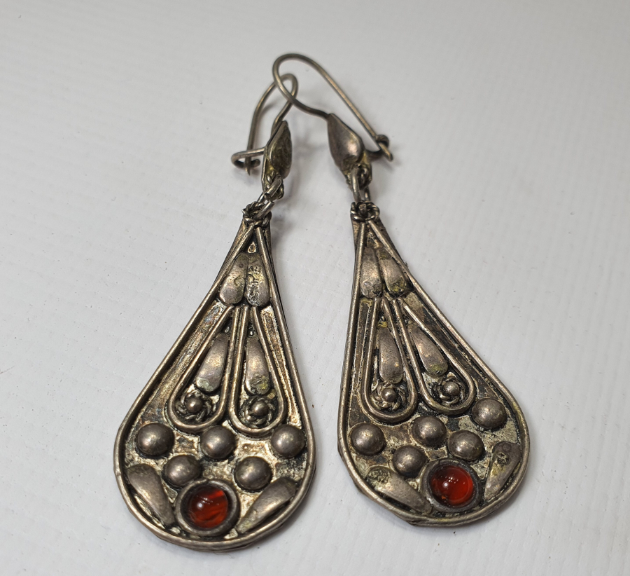 AKİK TAŞLI ÖZEL YAPIM GÜMÜŞ DAMLA KÜPE