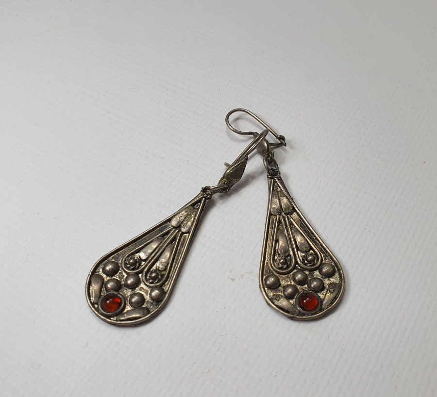 AKİK TAŞLI ÖZEL YAPIM GÜMÜŞ DAMLA KÜPE