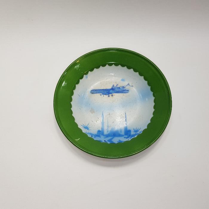 OSMANLI DÖNEMİ UÇAKLA İLK KAHİRE UÇUŞU ANISINA YAPILMIŞ EMAYE TABAK 