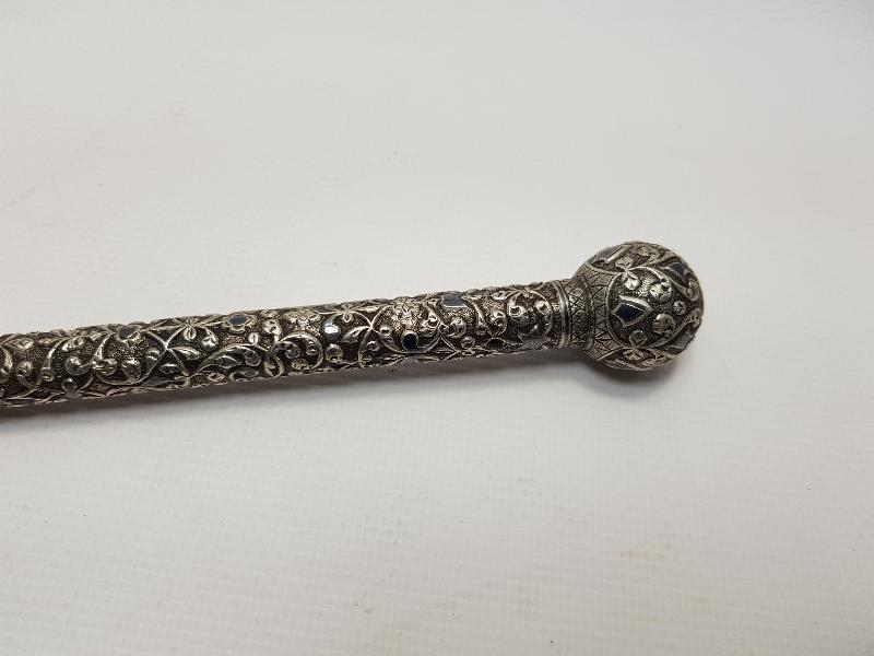OSMANLI DÖNEMİ SAVATLI GÜMÜŞ KIRBAÇ SAPI 