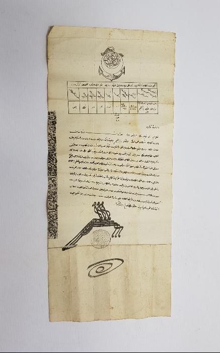 ENVER PAŞA PENÇE MÜHÜRLÜ OSMANLICA DENİZCİ REDİF TEZKERESİ