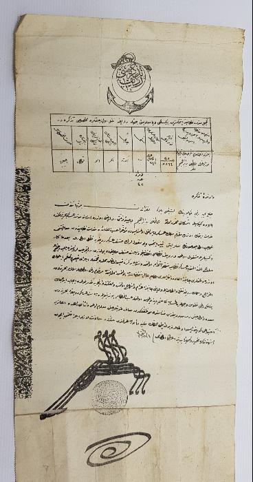 ENVER PAŞA PENÇE MÜHÜRLÜ OSMANLICA DENİZCİ REDİF TEZKERESİ