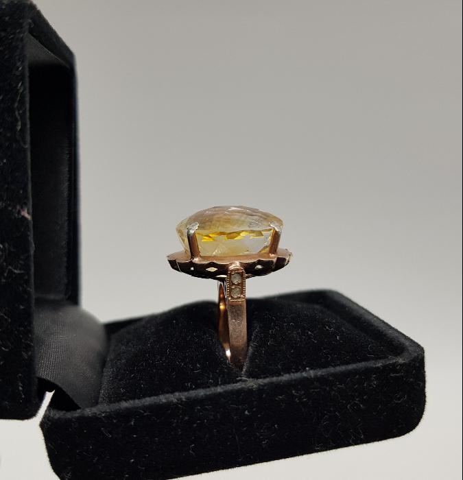 SİTRİN TAŞLI ALTIN YÜZÜK 