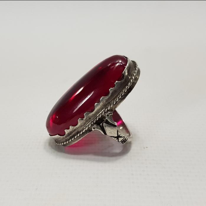 KALLAVİ BOY KÖK YAKUT TAŞLI GÜMÜŞ KADI YÜZÜĞÜ