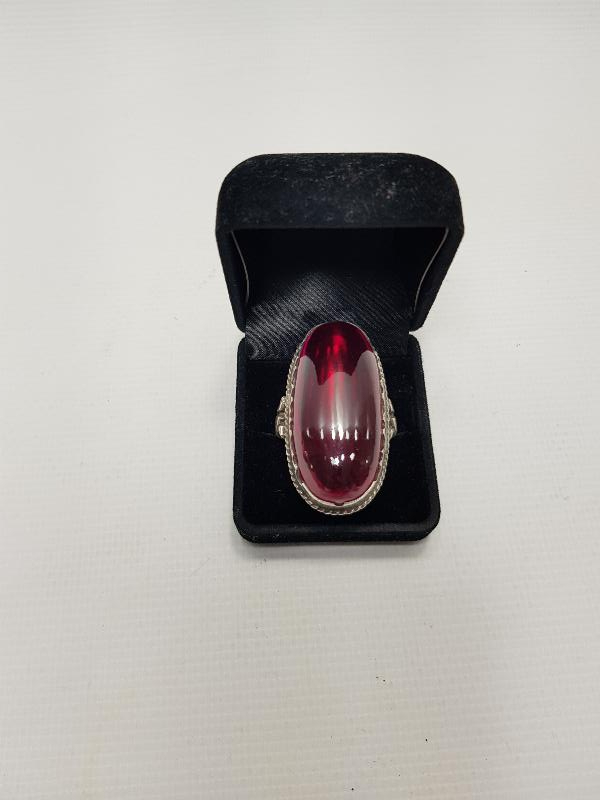 KALLAVİ BOY KÖK YAKUT TAŞLI GÜMÜŞ KADI YÜZÜĞÜ