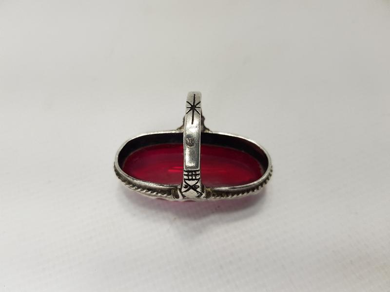 KALLAVİ BOY KÖK YAKUT TAŞLI GÜMÜŞ KADI YÜZÜĞÜ