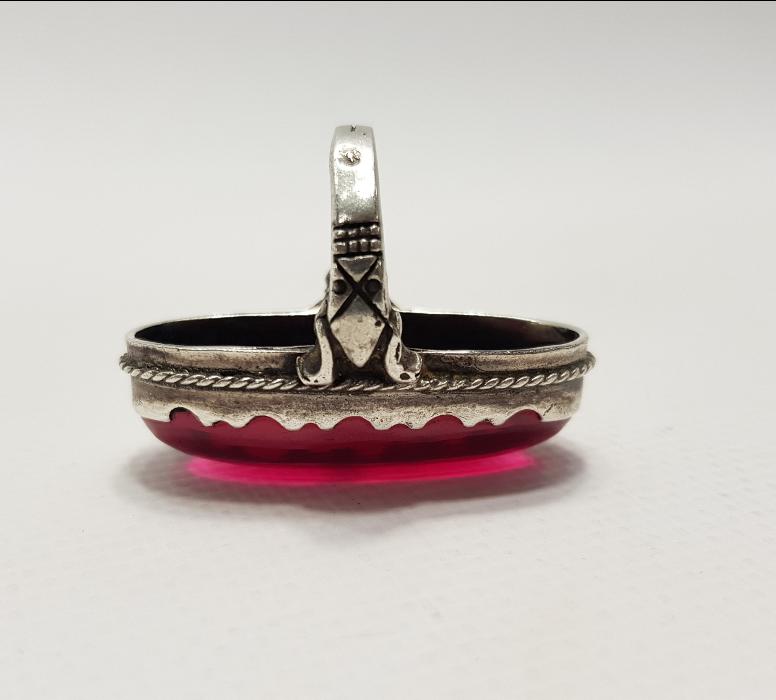 KALLAVİ BOY KÖK YAKUT TAŞLI GÜMÜŞ KADI YÜZÜĞÜ