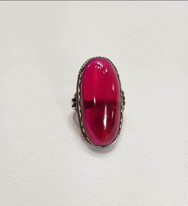 KALLAVİ BOY KÖK YAKUT TAŞLI GÜMÜŞ KADI YÜZÜĞÜ