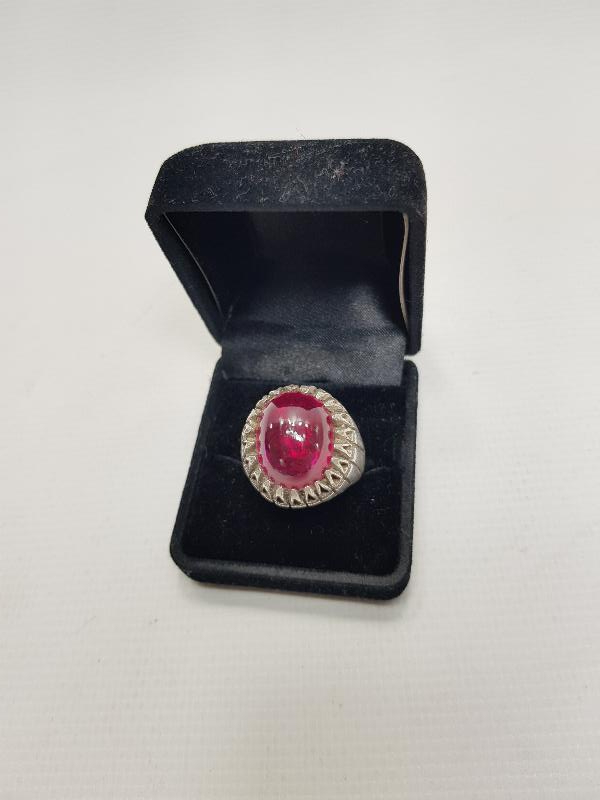 YAKUT TAŞLI GÜMÜŞ ERKEK YÜZÜĞÜ 