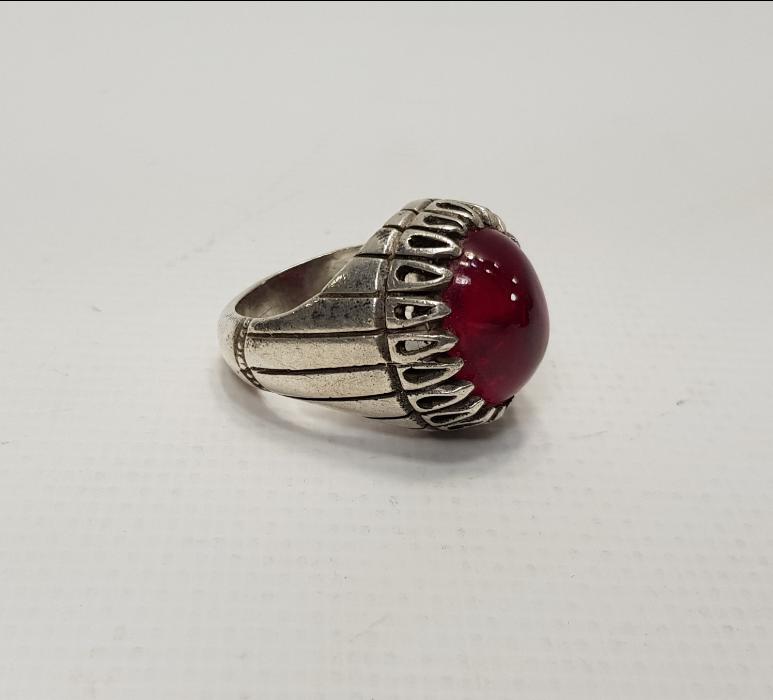 YAKUT TAŞLI GÜMÜŞ ERKEK YÜZÜĞÜ 