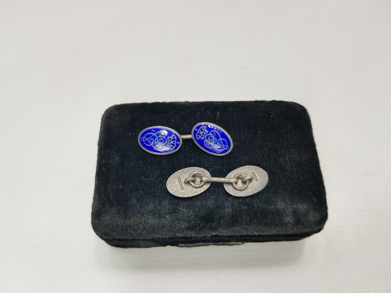 KRALİYET TACI GÖRSELLİ MİNELİ GÜMÜŞ KOL DÜĞMELERİ