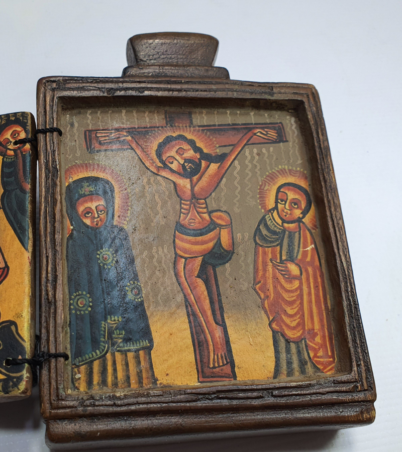 1930-40 LARDAN EL ÇİZİMİ VE İŞLEMELİ AHŞAP İKONA