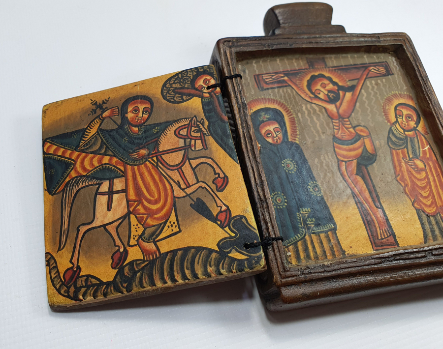 1930-40 LARDAN EL ÇİZİMİ VE İŞLEMELİ AHŞAP İKONA