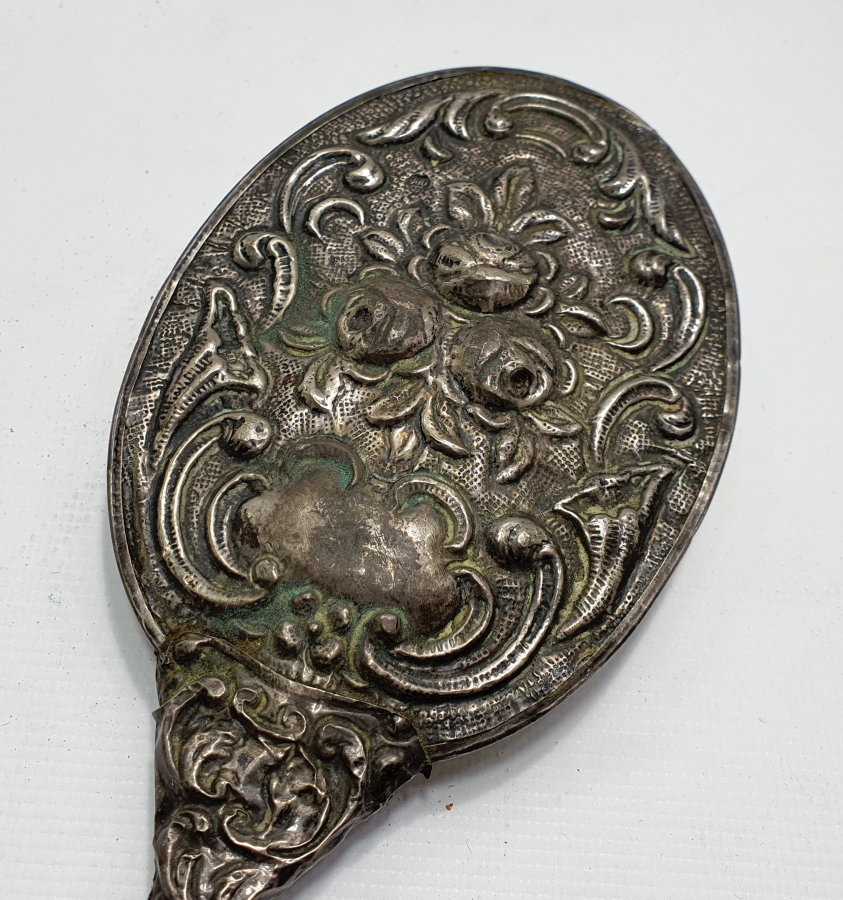 AYNASI TAŞ AYNA ANTİKA GÜMÜŞ EL AYNASI