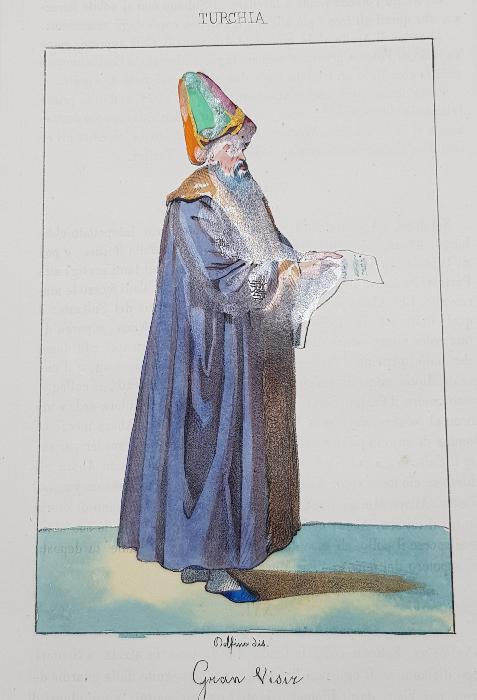 OSMANLI DÖNEMİ EL BOYAMA BAŞVEZİR GRAVÜRÜ