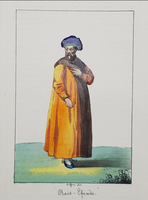 OSMANLI DÖNEMİ EL BOYAMA REİS EFENDİ GRAVÜRÜ