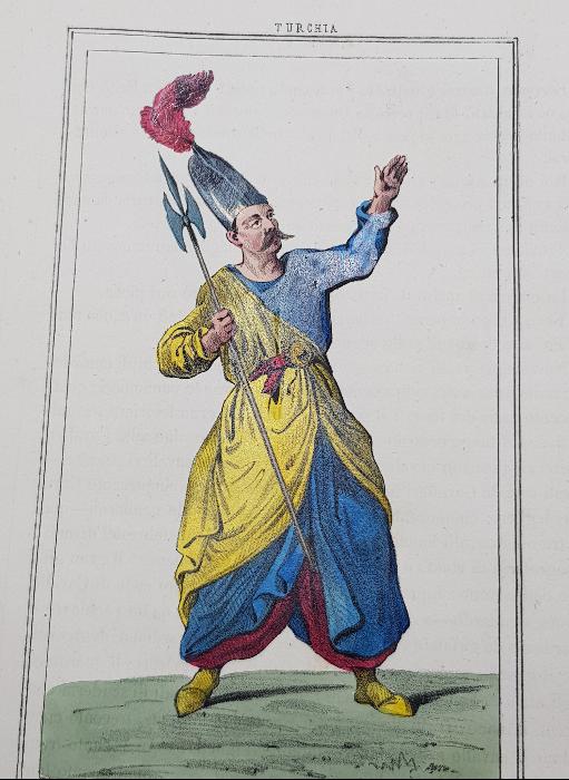 OSMANLI DÖNEMİ EL BOYAMA SARAY MUHAFIZI GRAVÜRÜ