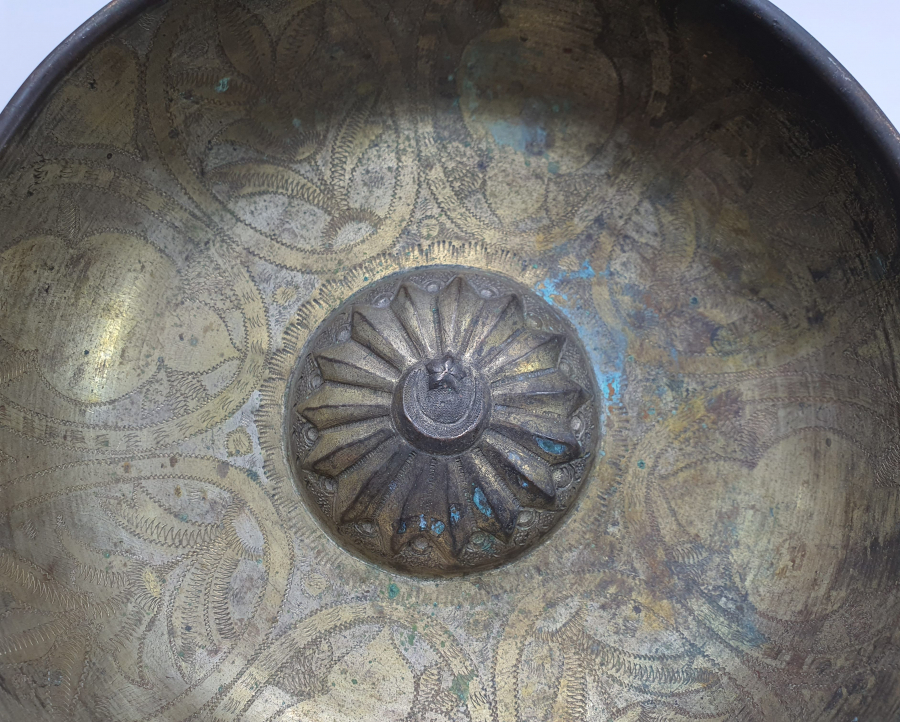 OSMANLI DÖNEMİ ORTASI ŞEMSE ÜSTÜNE AY YILDIZLI TAMAMI İŞLEMELİ ESERİ İSTANBUL HAMAM TASI