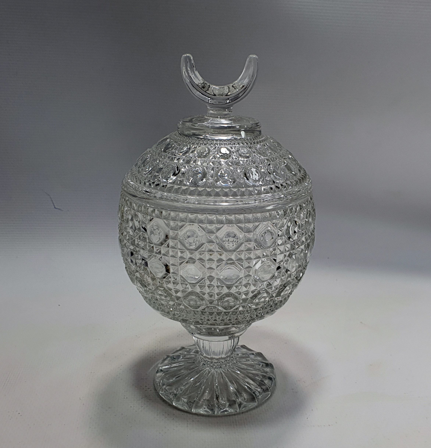 OSMANLI DÖNEMİ ÜZERİ HİLALLİ KRİSTAL KESME BONBONİER - HURMALIK