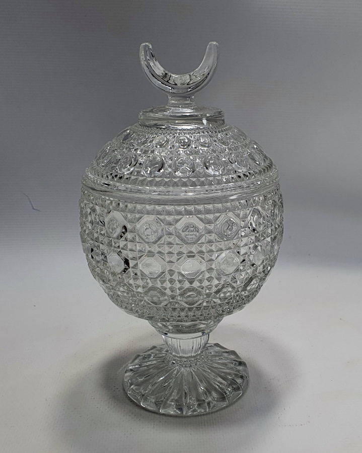 OSMANLI DÖNEMİ ÜZERİ HİLALLİ KRİSTAL KESME BONBONİER - HURMALIK