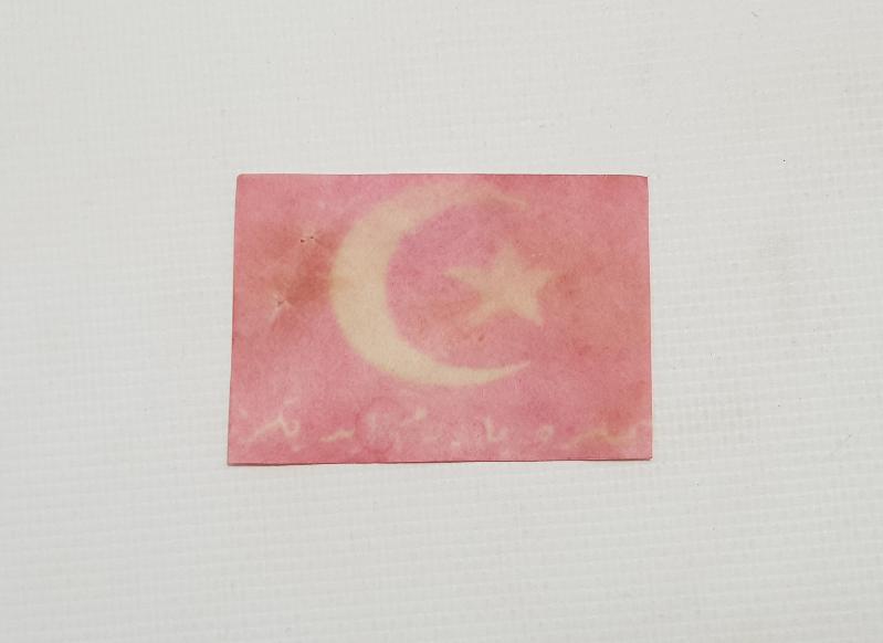 OSMANLICA YETİMLERE YARDIM EDİNİZ YAZILI BAYRAK YAKA KARTI