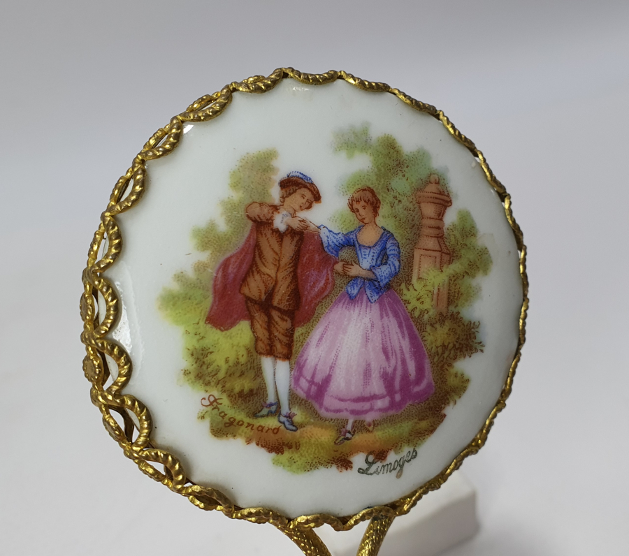 1900 BAŞLARI SANATÇI İŞİ LİMOGESS MARKA EL AYNASI