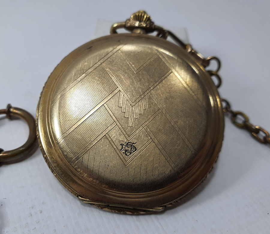 CHORONOMETRE MARKA OSMANLI DÖNEMİ AVCI KASA ORJİNAL KÖSTEĞİYLE ALTIN KAPLAMA KURMALI CEP SAATİ