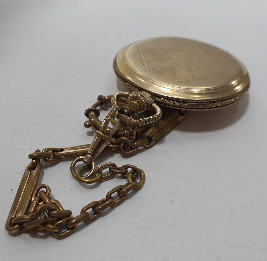 CHORONOMETRE MARKA OSMANLI DÖNEMİ AVCI KASA ORJİNAL KÖSTEĞİYLE ALTIN KAPLAMA KURMALI CEP SAATİ