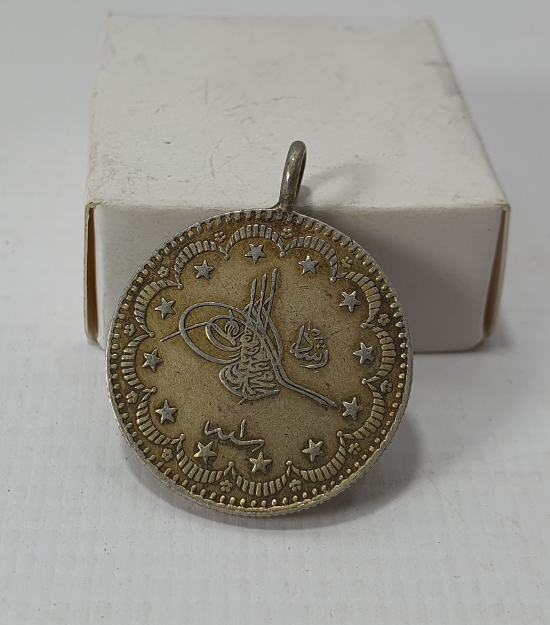 ÇİL KONDİSYONDA OSMANLI GÜMÜŞ 5 KURUŞTAN MAMUL KOLYE