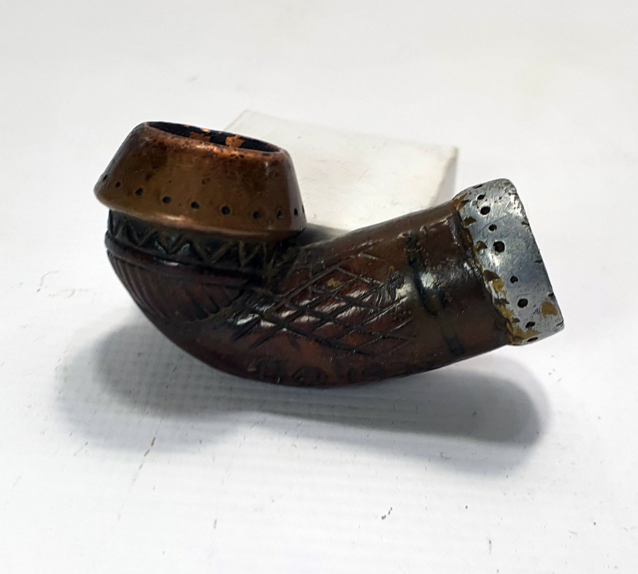 OSMANLI DÖNEMİ ÜZERİ YAZILI RUM İŞİ AHŞAP PİPO