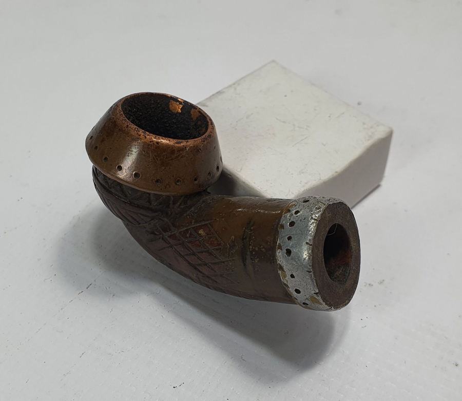 OSMANLI DÖNEMİ ÜZERİ YAZILI RUM İŞİ AHŞAP PİPO