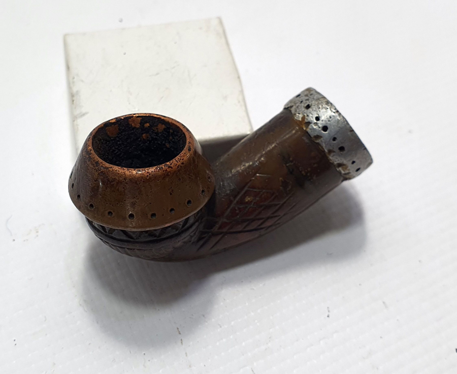 OSMANLI DÖNEMİ ÜZERİ YAZILI RUM İŞİ AHŞAP PİPO