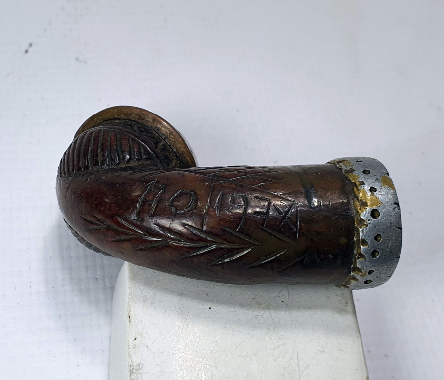 OSMANLI DÖNEMİ ÜZERİ YAZILI RUM İŞİ AHŞAP PİPO