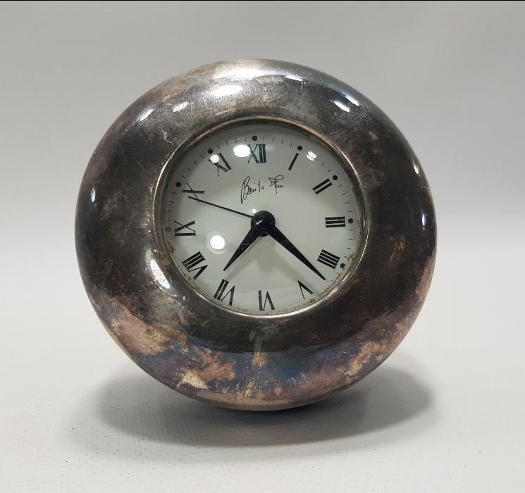 BENITO FAU İMZALI GÜMÜŞ MASA SAATİ 