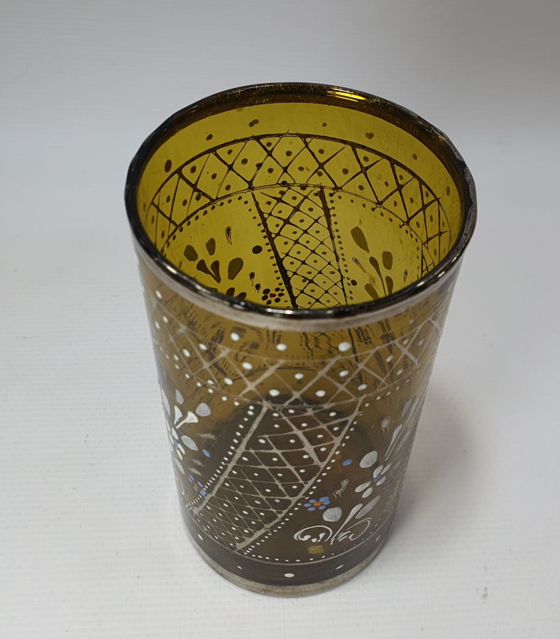 OSMANLI DÖNEMİ ALTI USTA İMZALI NADİR MİNELİ BARDAK